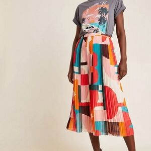 Maeve Colorful Abstract Midi Skirt